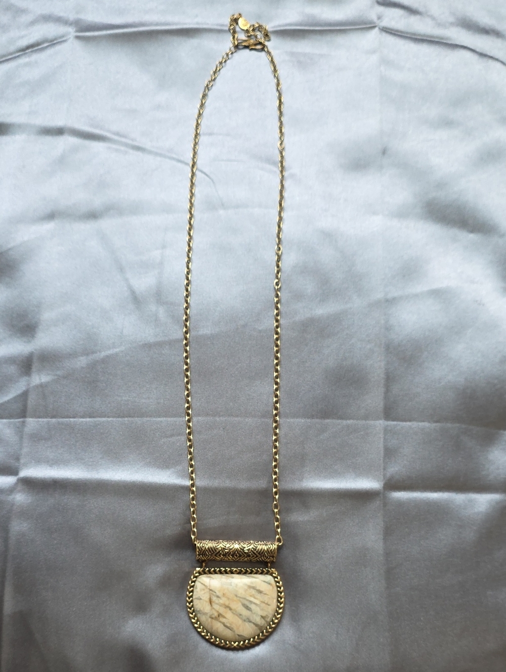 Vintage Barse Thailand Jasper Brass Pendant Necklace